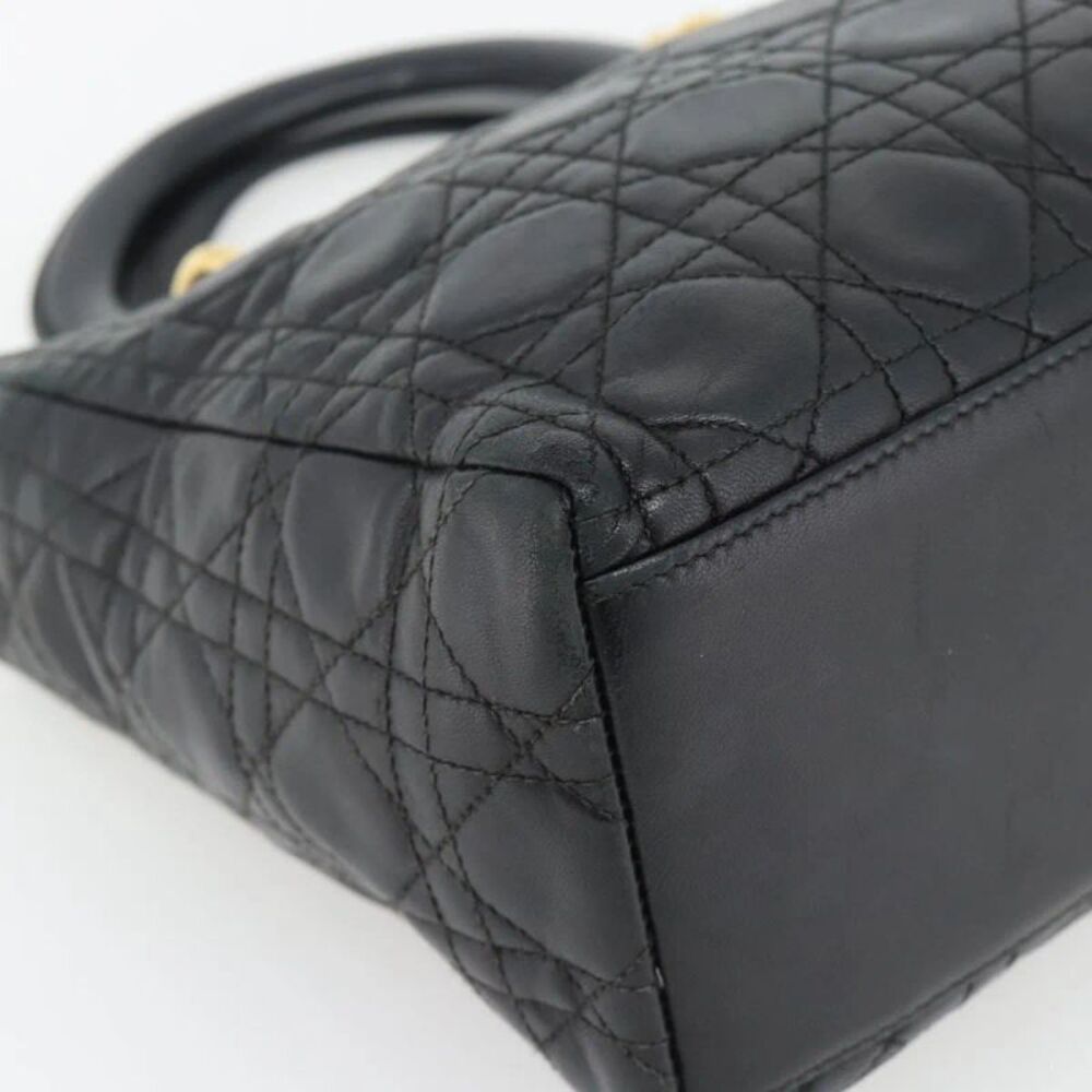 Christian Dior Vintage Lady Dior Cannage Quilt Lambskin Black Leather Handbag - Picture 8 of 16